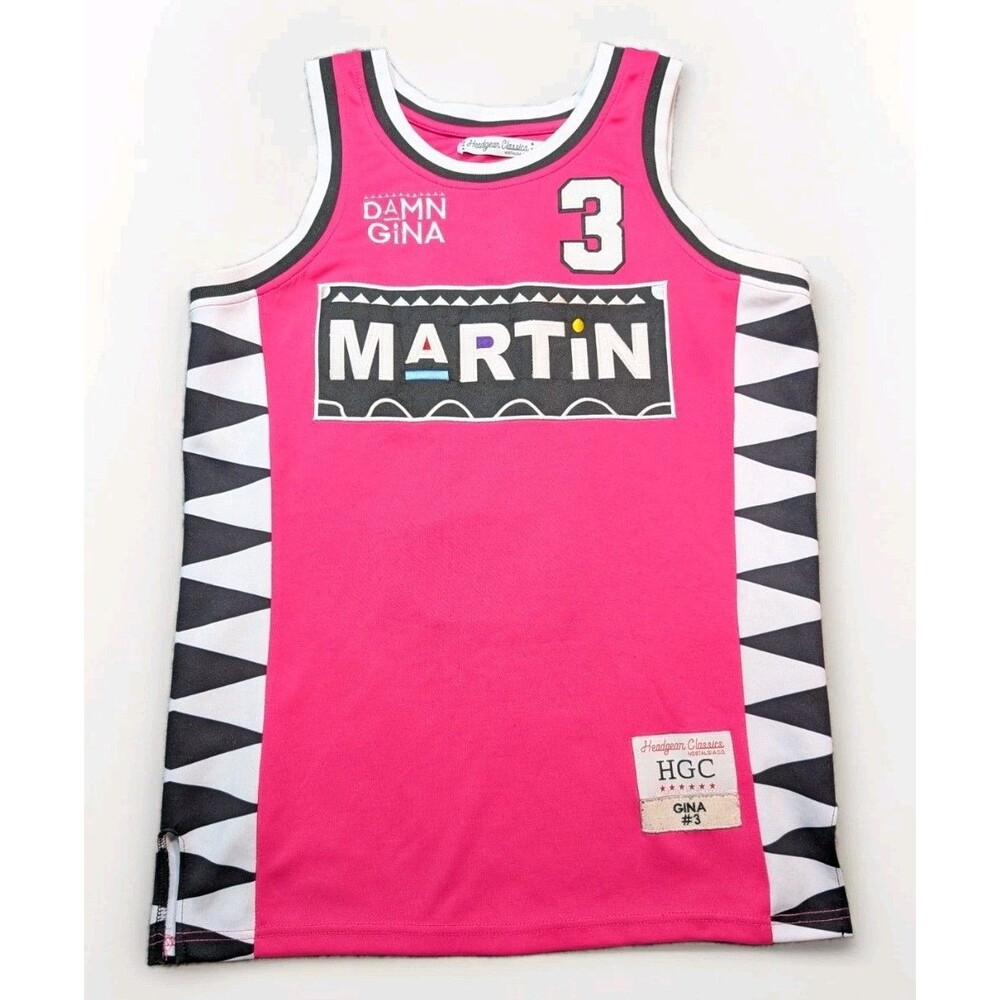 Headgear Classics Martin Gina #3 Pink Retro Basketball Jersey Size Small